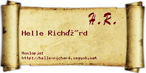 Helle Richárd névjegykártya
